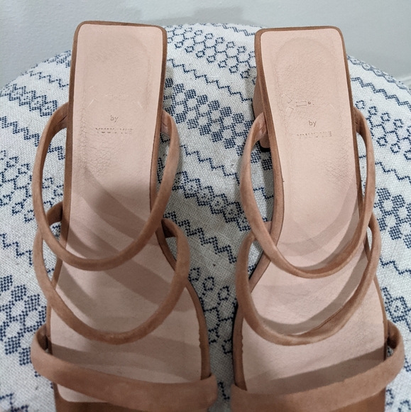 Yuul Yie Square Toed Suede Sandal Heels in Nude - Picture 4 of 10